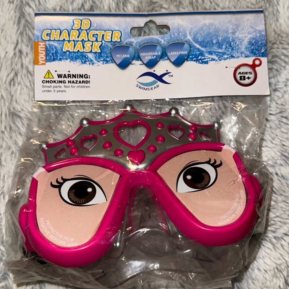 Swimgear Youth 3D Character Mask Princess Tiara Pink Silver‎ Ages 8+ Latex Free